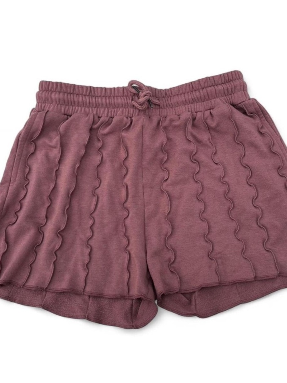 Kyoot Klothing Wavy Textured Drawstring Shorts - Mauve